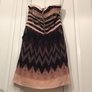 Strapless multicolor cocktail dress with pockets